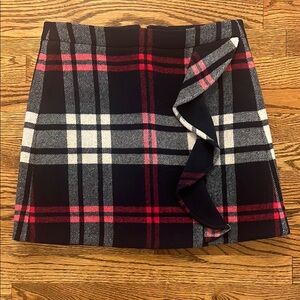 J. Crew Navy and Red Tartan A-Line Mini Skirt Size 6